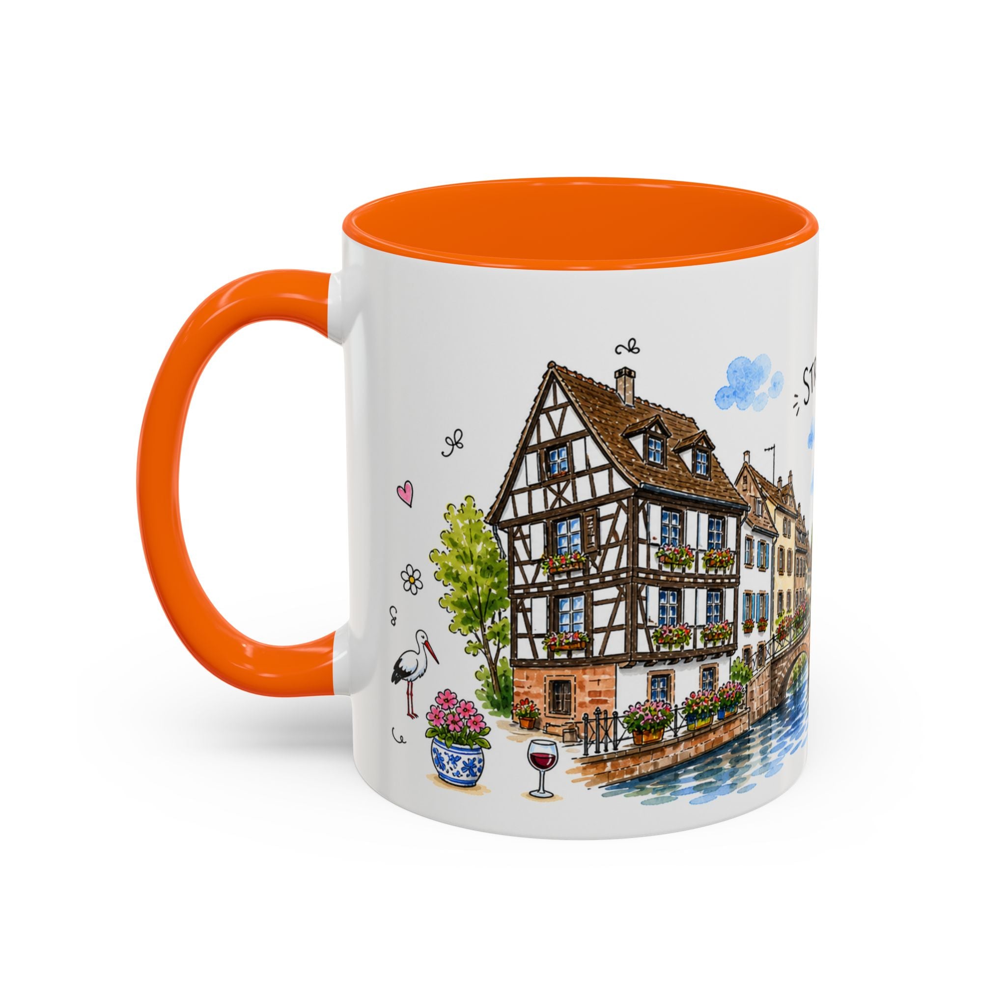Strasbourg Illustrated Travel Mug | France Souvenir Accent Coffee Mug | 11oz 15oz Ceramic Cup