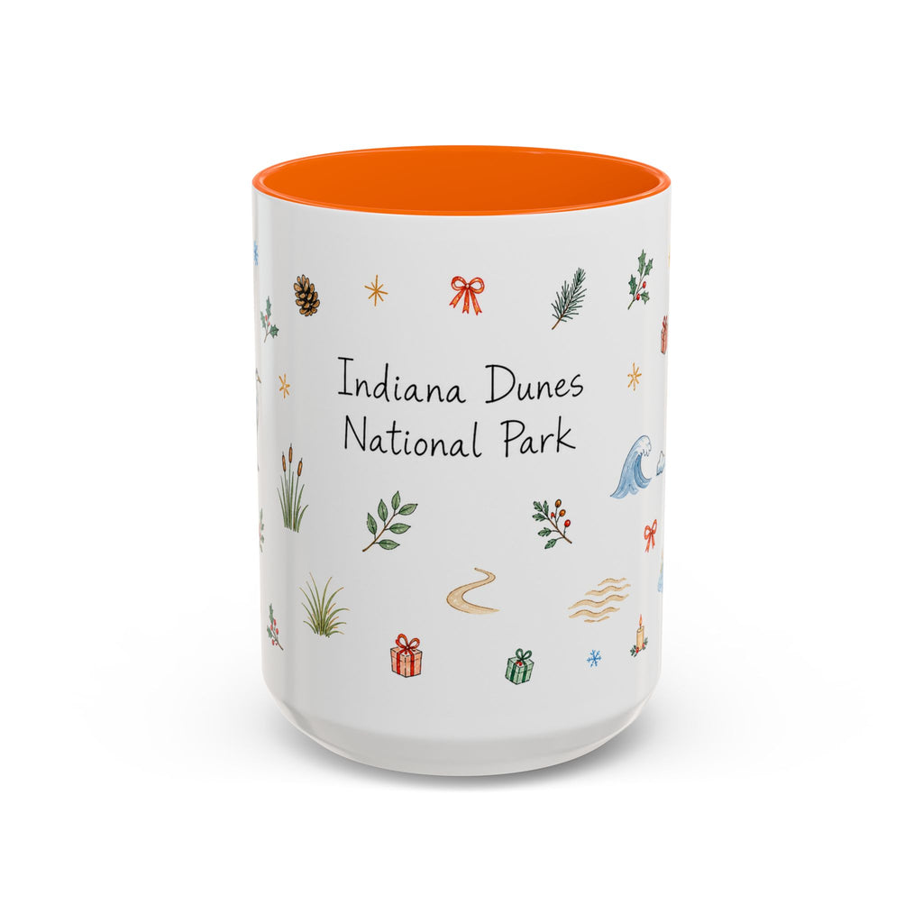 Indiana Dunes National Park Christmas Mug | Watercolor Travel Souvenir | Holiday Gift | Accent Ceramic Coffee Cup 11oz 15oz