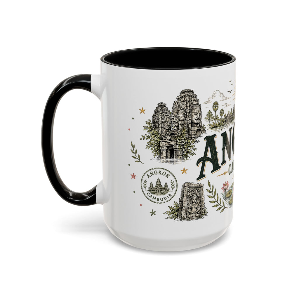 Angkor Coffee Mug | Travel Destination Souvenir Gift | Accent Color Ceramic 11oz 15oz
