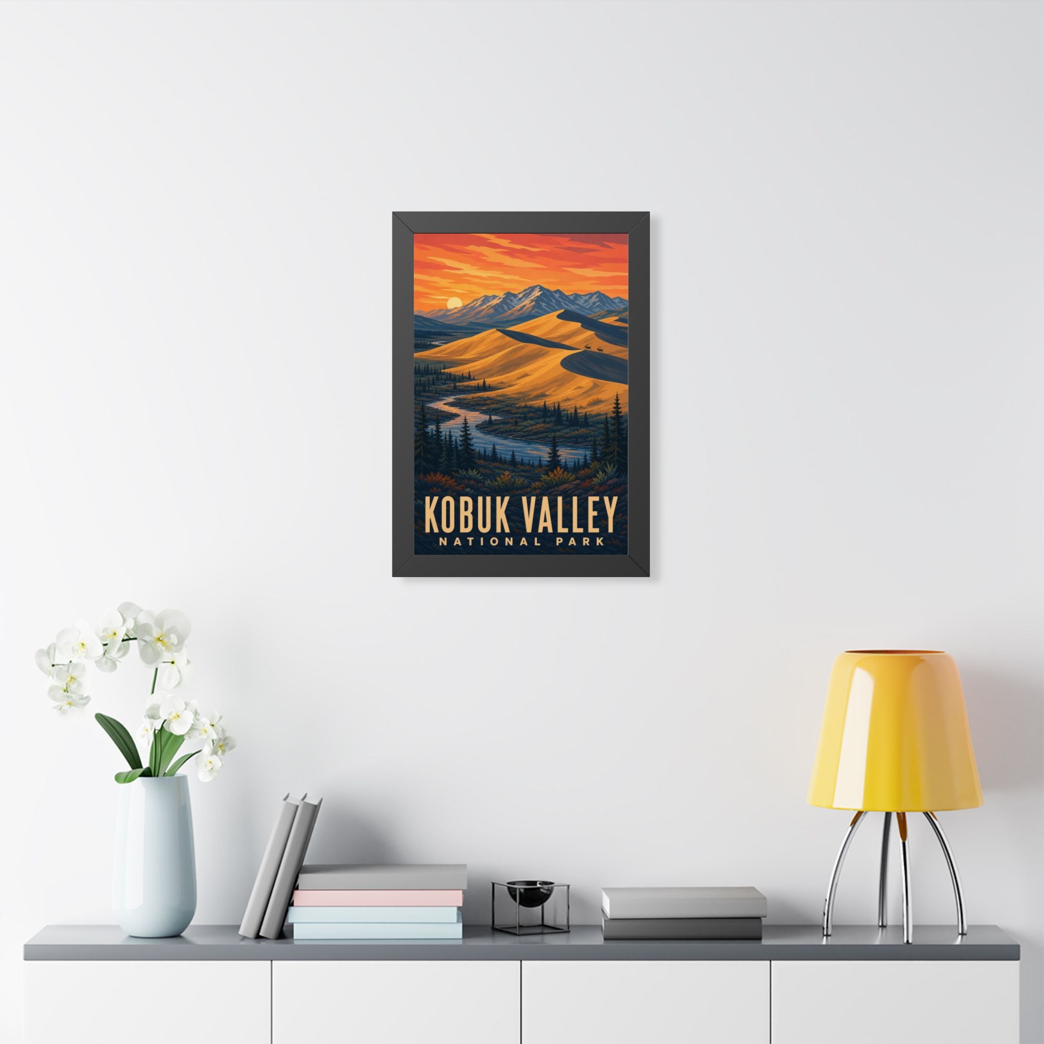 Kobuk Valley National Park Framed Poster | Vintage Travel Wall Art | Black Walnut White Frame | 16x24 20x30