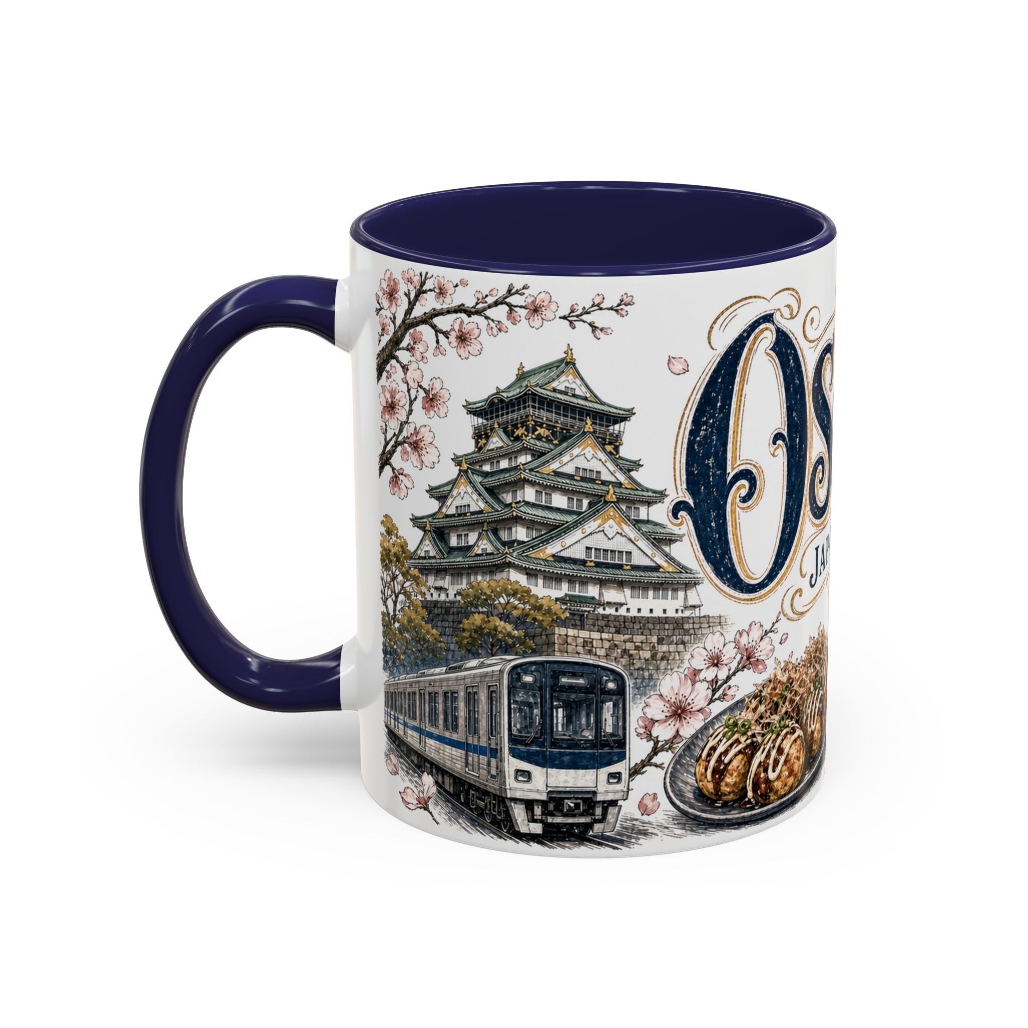 Osaka Coffee Mug | Japan Travel Souvenir | Vintage Illustrated City Gift | 11 oz 15 oz Accent Mug
