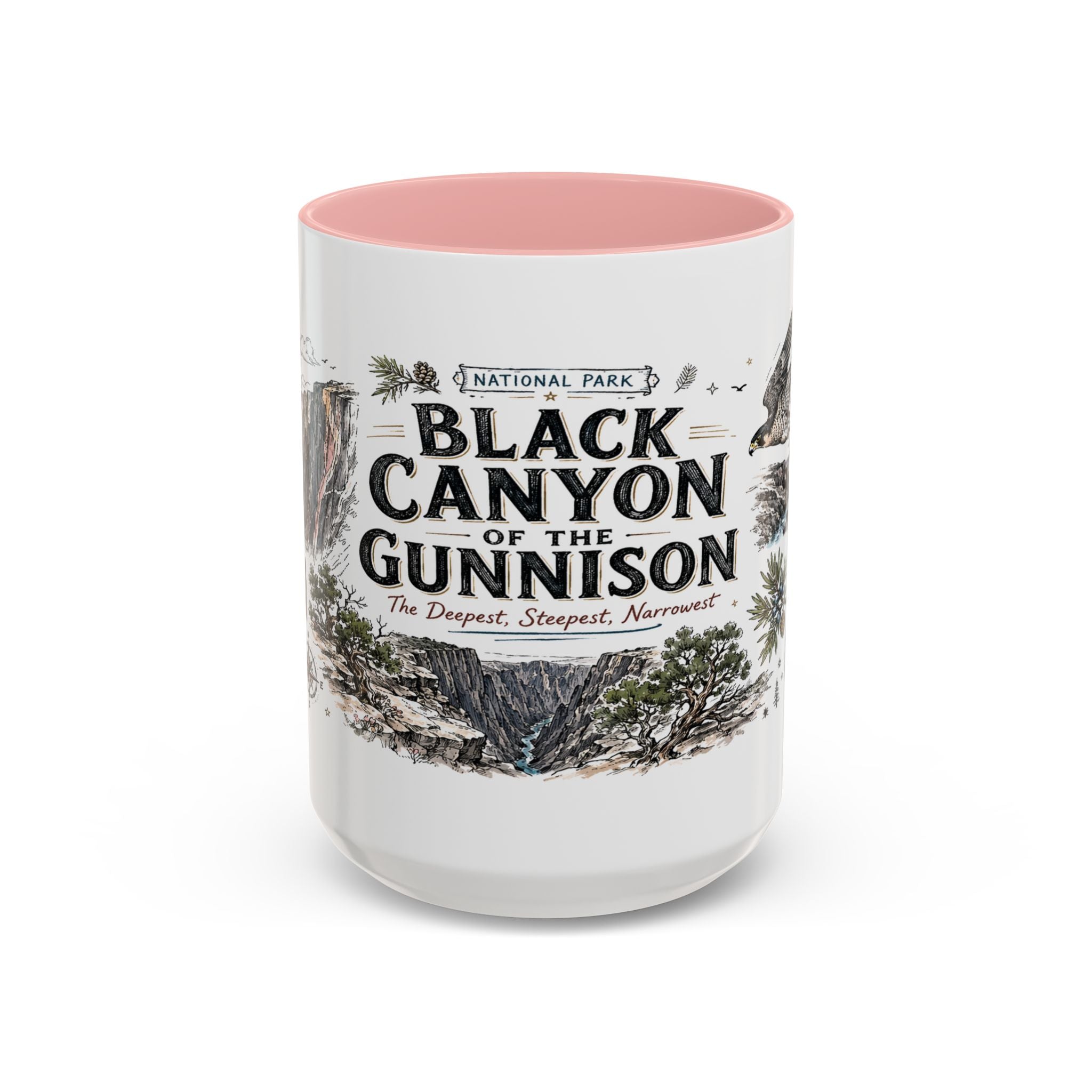 Black Canyon of the Gunnison National Park Coffee Mug | Colorado Deep Canyon Hiking Gift | Accent Color Ceramic 11oz 15oz