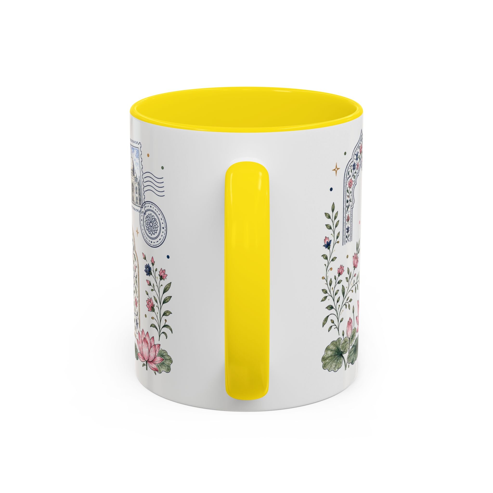 Taj Mahal Coffee Mug | Travel Destination Souvenir Gift | Accent Color Ceramic 11oz 15oz