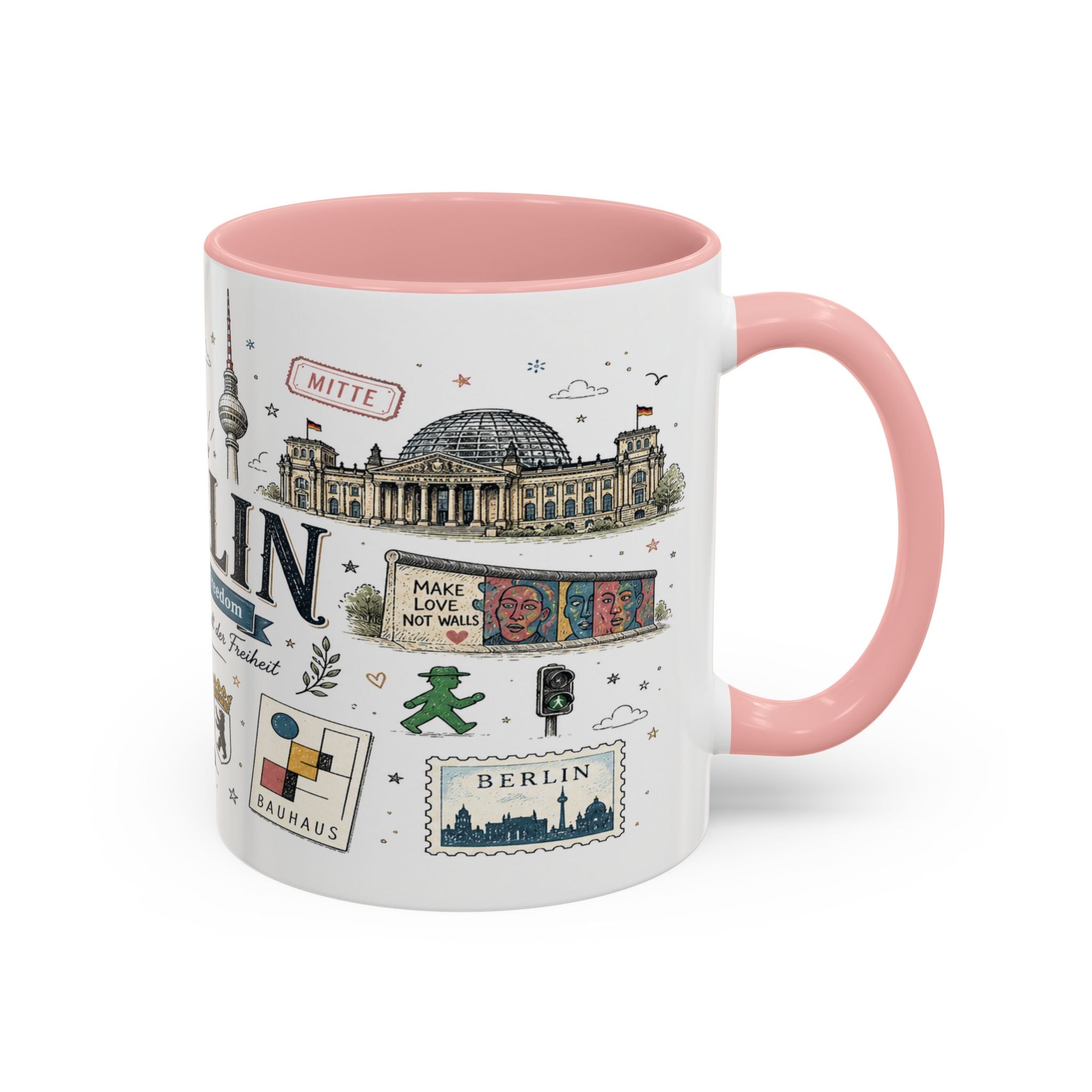 Berlin Coffee Mug | Germany Souvenir Travel Gift | Accent Color Ceramic 11oz 15oz