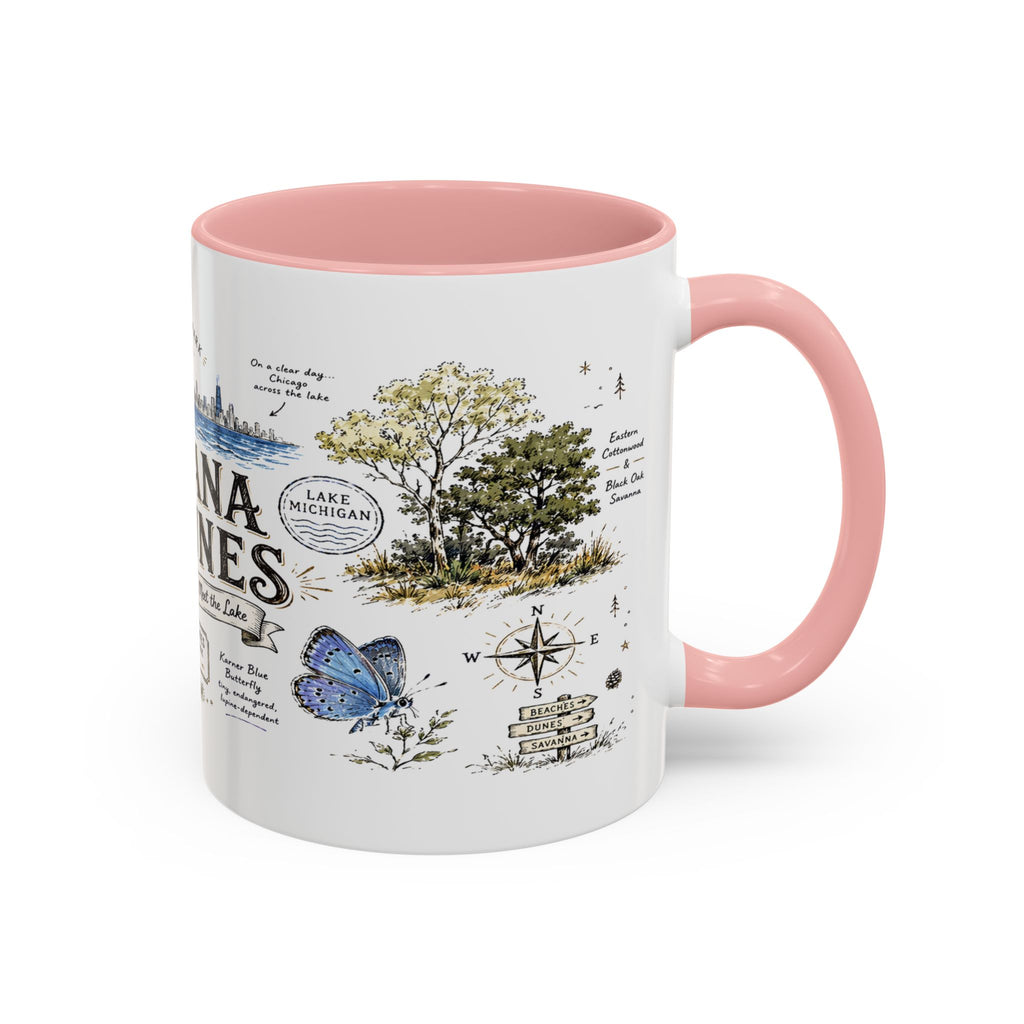 Indiana Dunes National Park Coffee Mug | Indiana Lake Michigan Beach Gift | Accent Color Ceramic 11oz 15oz