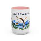 Sagittarius Zodiac Coffee Mug | Bow and Arrow Design | Astrology Birthday Gift | 11 oz 15 oz Ceramic Accent Mug