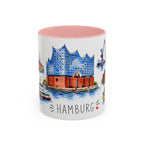 Hamburg Illustrated Travel Mug | City Souvenir Accent Coffee Mug | 11oz 15oz Ceramic Cup