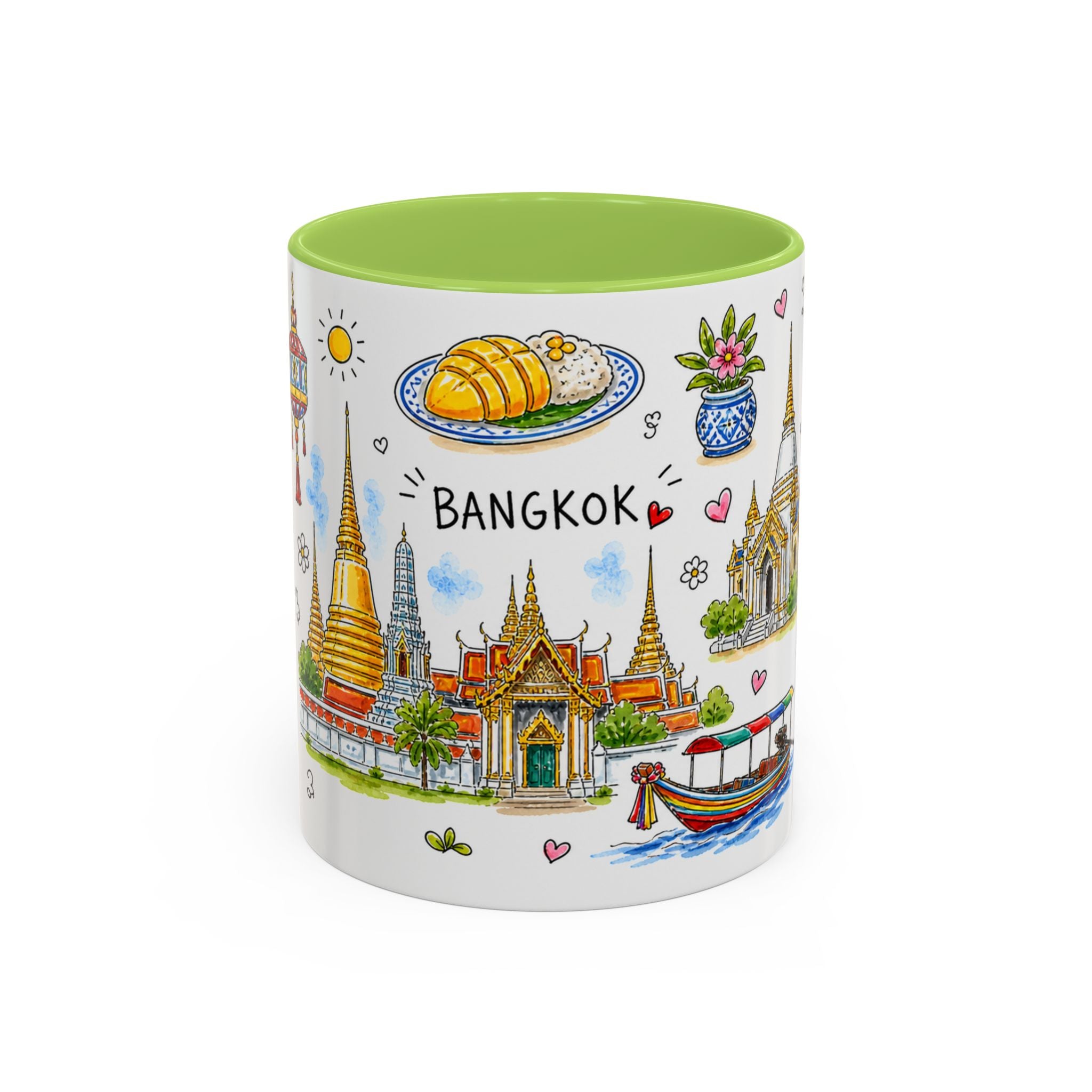 Bangkok Illustrated Travel Mug | City Souvenir Accent Coffee Mug | 11oz 15oz Ceramic Cup