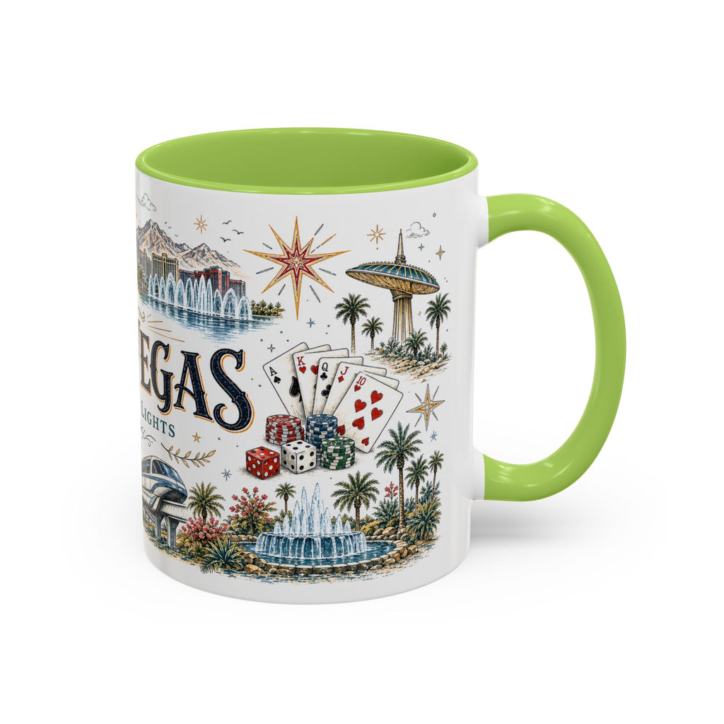 Las Vegas Coffee Mug | United States Travel Souvenir | Vintage Illustrated City Gift | 11 oz 15 oz Accent Mug