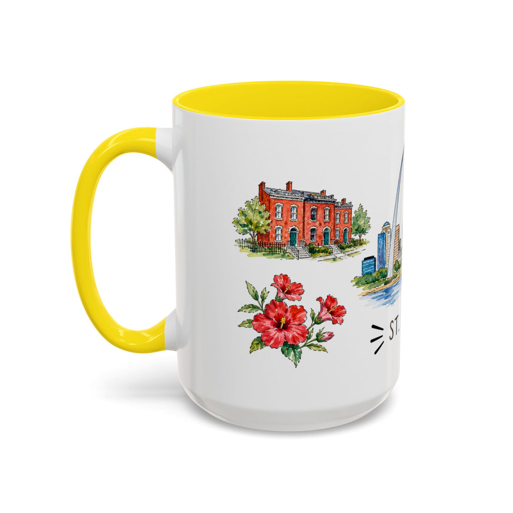 St. Louis Illustrated Travel Mug | City Souvenir Accent Coffee Mug | 11oz 15oz Ceramic Cup