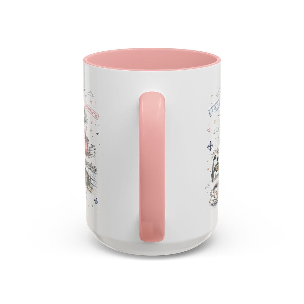 Paris Coffee Mug | France Souvenir Travel Gift | Accent Color Ceramic 11oz 15oz