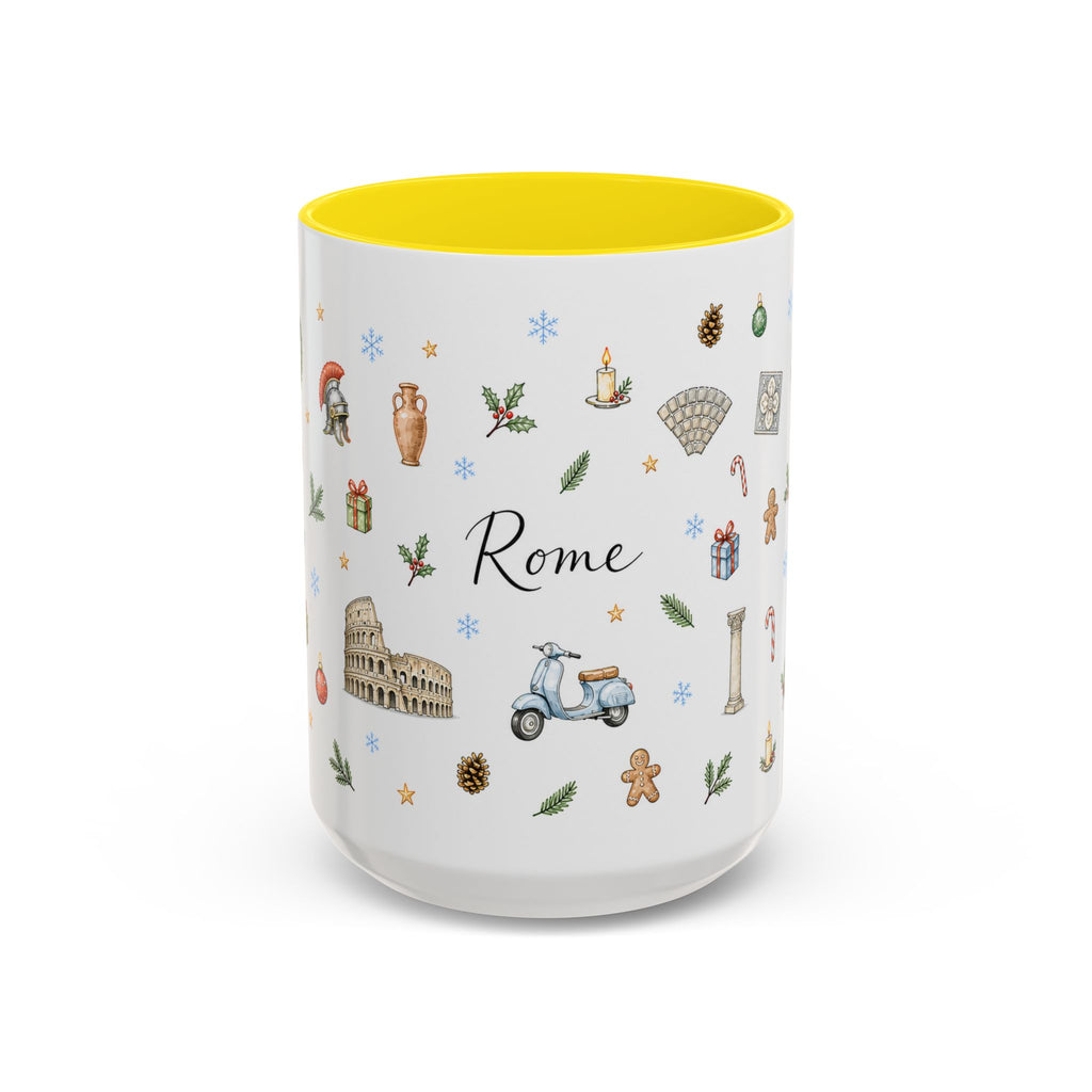 Rome Christmas Mug | Watercolor City Souvenir | Ceramic Coffee Cup