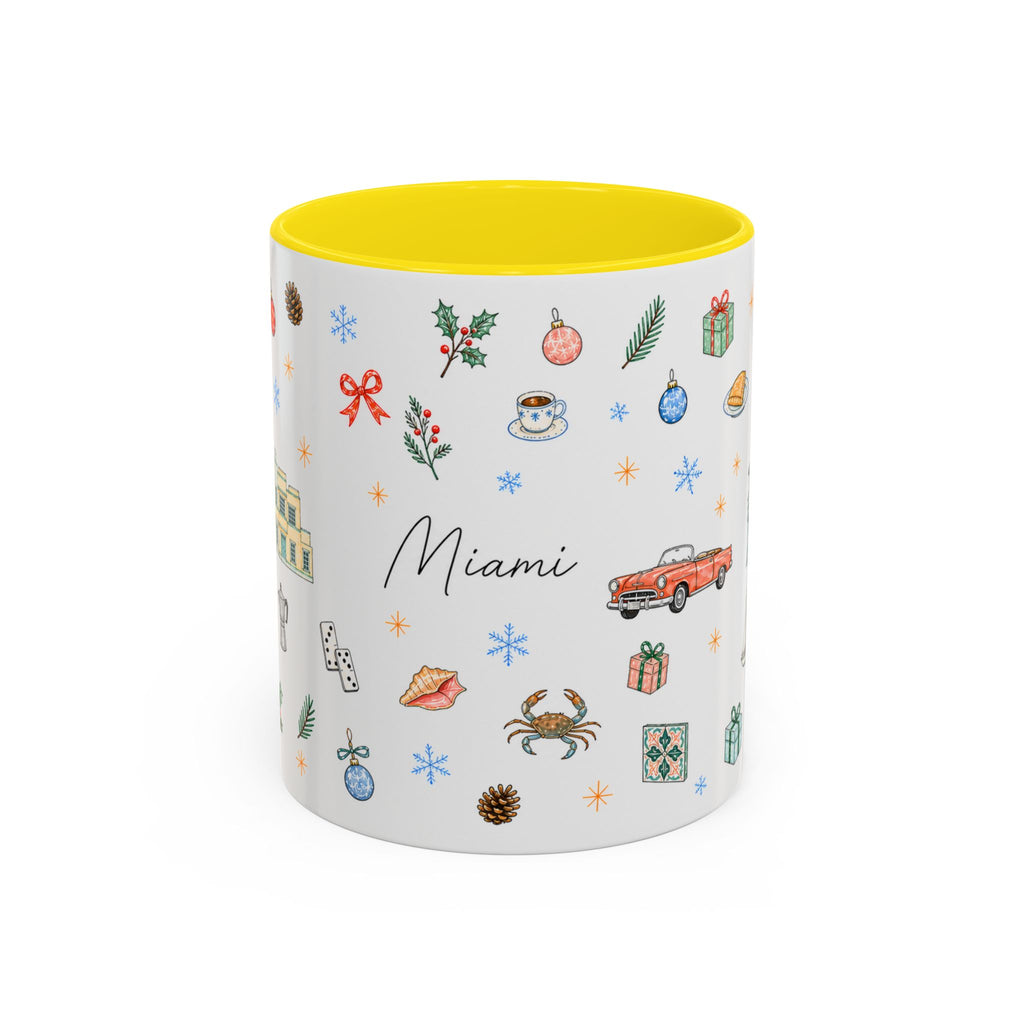 Miami Christmas Mug | Watercolor Art Deco City Souvenir (11oz/15oz)