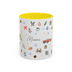 Miami Christmas Mug | Watercolor Art Deco City Souvenir (11oz/15oz)