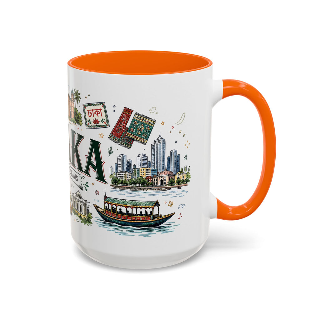 Dhaka Coffee Mug | Bangladesh Souvenir Travel Gift | Accent Color Ceramic 11oz 15oz