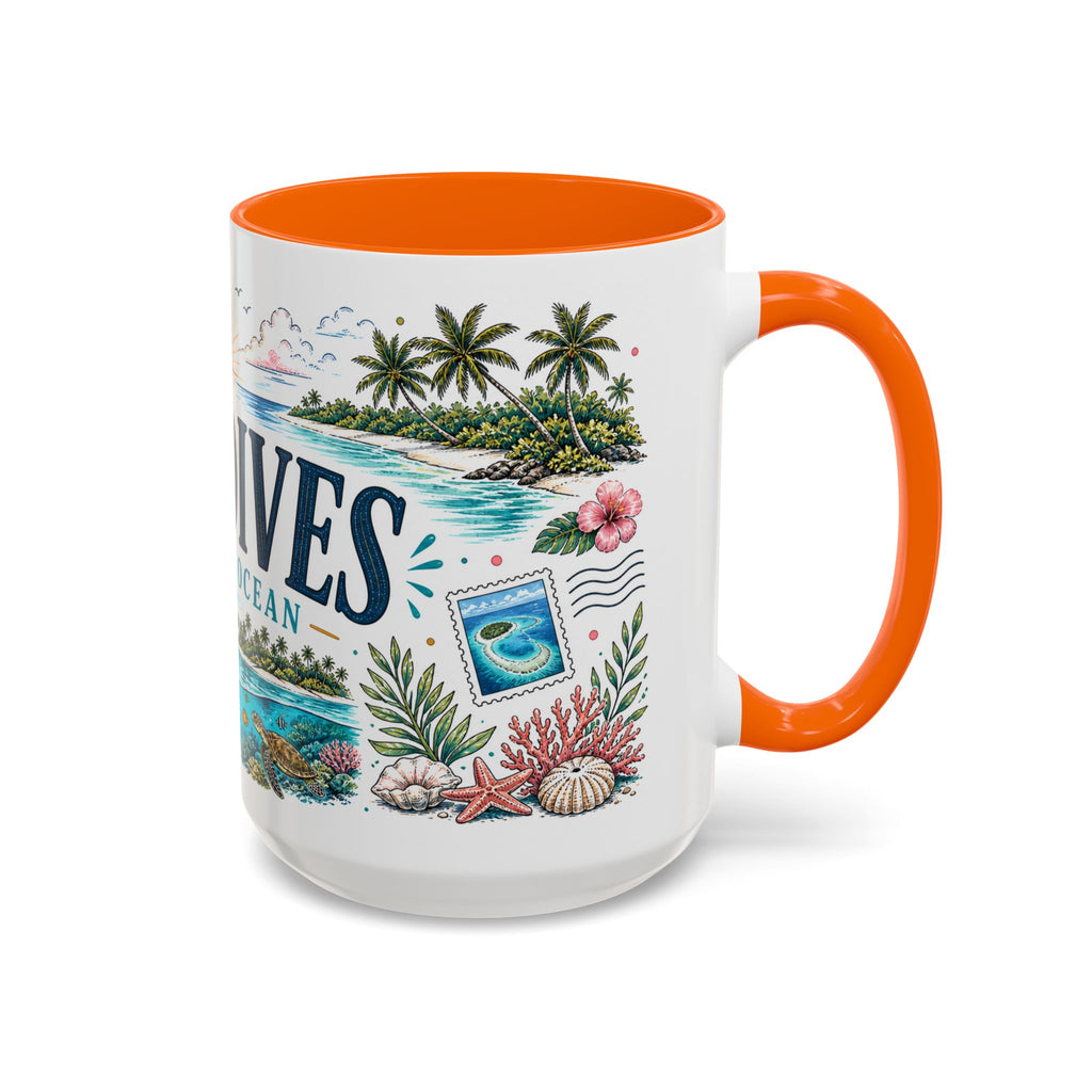 Maldives Coffee Mug | Travel Destination Souvenir Gift | Accent Color Ceramic 11oz 15oz