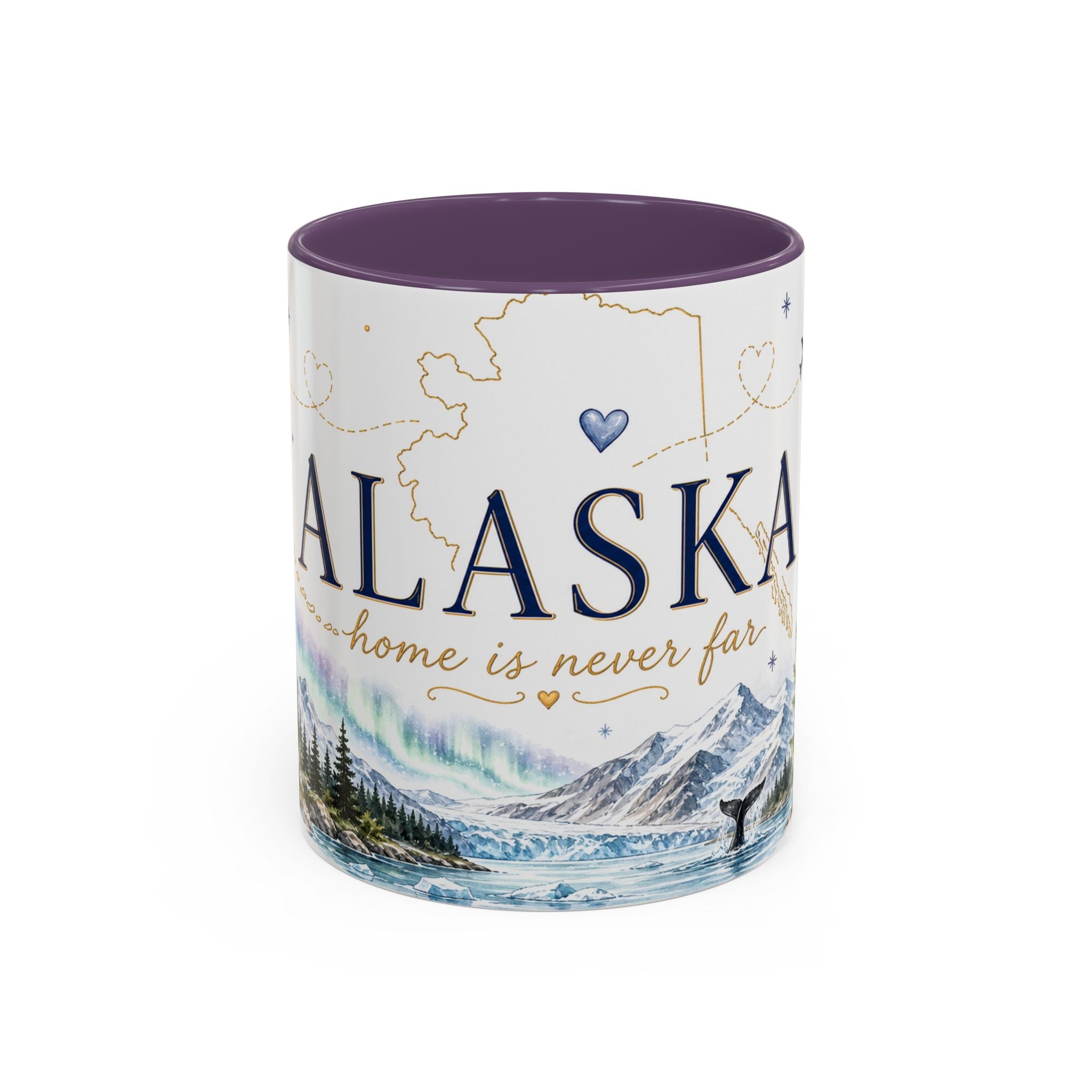 Alaska State Map Mug | Northern Lights, Mountains, Glaciers | Moving Away Gift