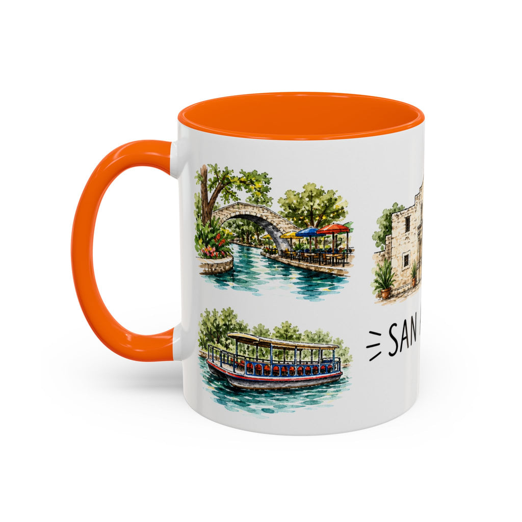San Antonio Illustrated Travel Mug | City Souvenir Accent Coffee Mug | 11oz 15oz Ceramic Cup
