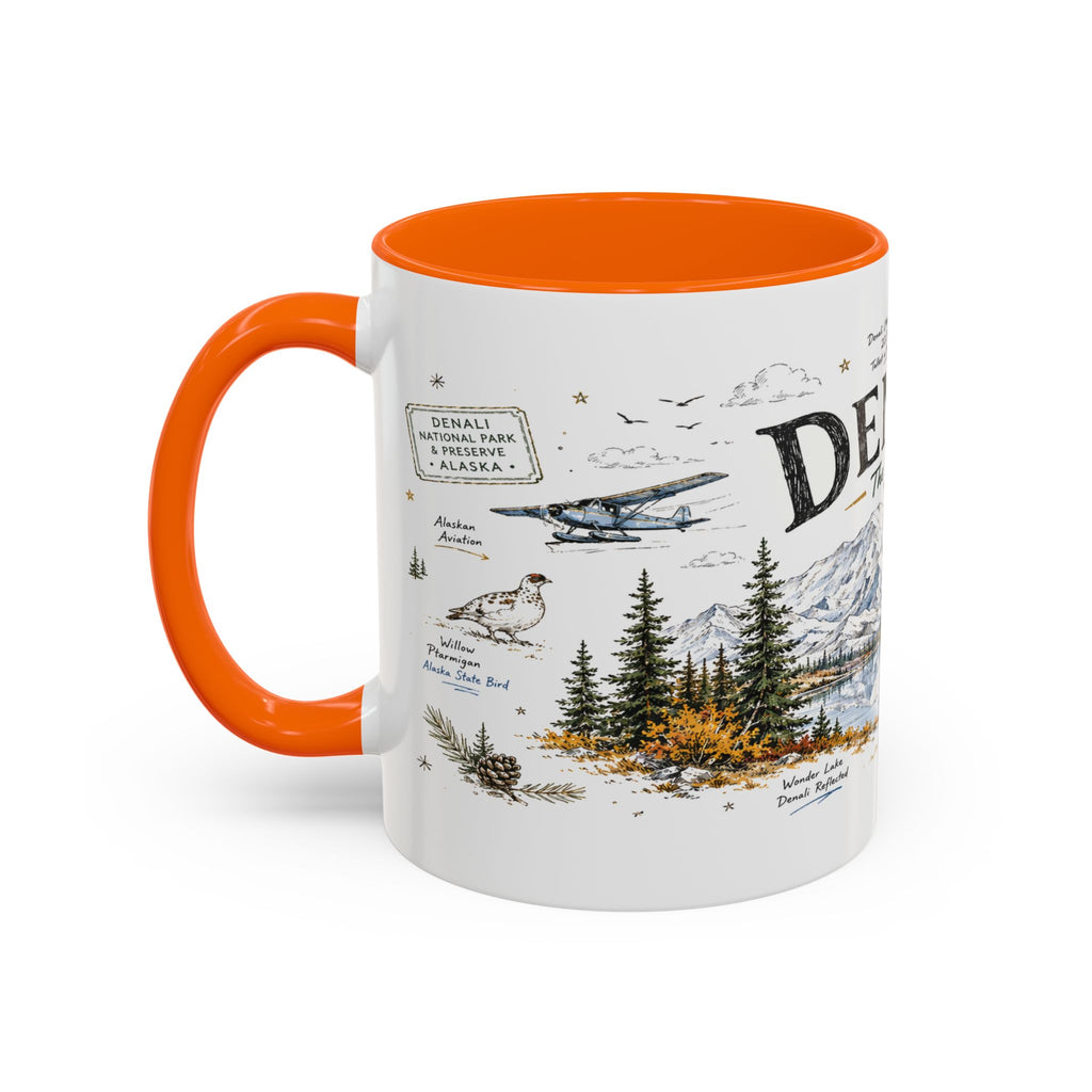 Denali National Park Coffee Mug | Alaska National Park Hiking Gift | Accent Color Ceramic 11oz 15oz