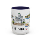 Helsinki Illustrated Travel Mug | City Souvenir Accent Coffee Mug | 11oz 15oz Ceramic Cup