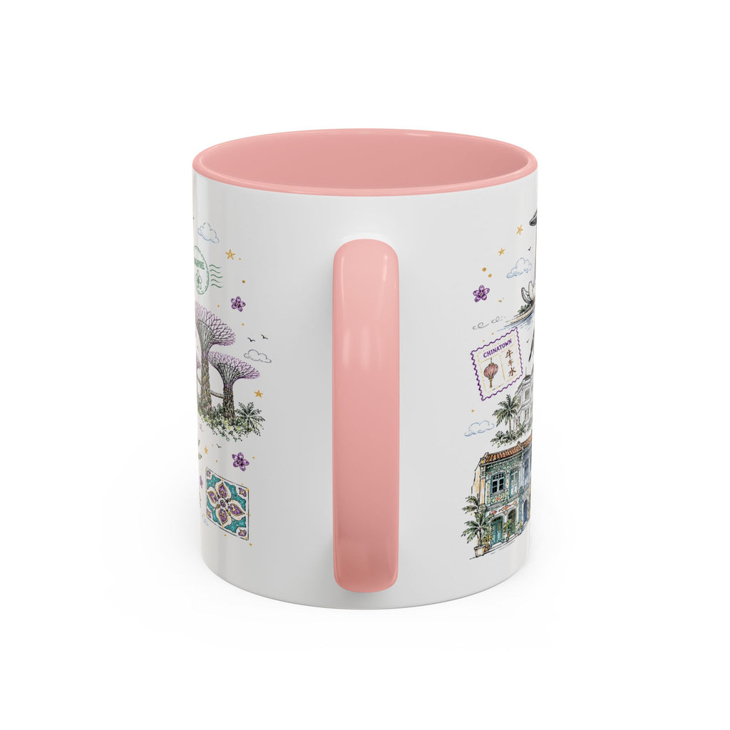 Singapore Coffee Mug | Asia Souvenir Travel Gift | Accent Color Ceramic 11oz 15oz