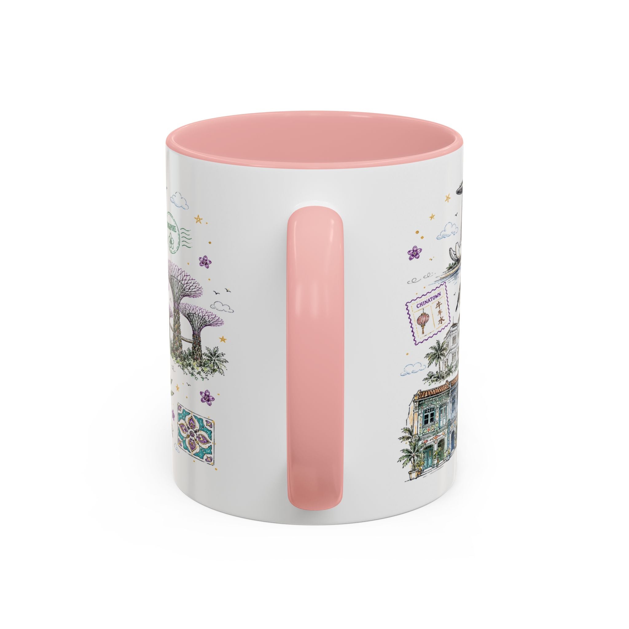 Singapore Coffee Mug | Asia Souvenir Travel Gift | Accent Color Ceramic 11oz 15oz