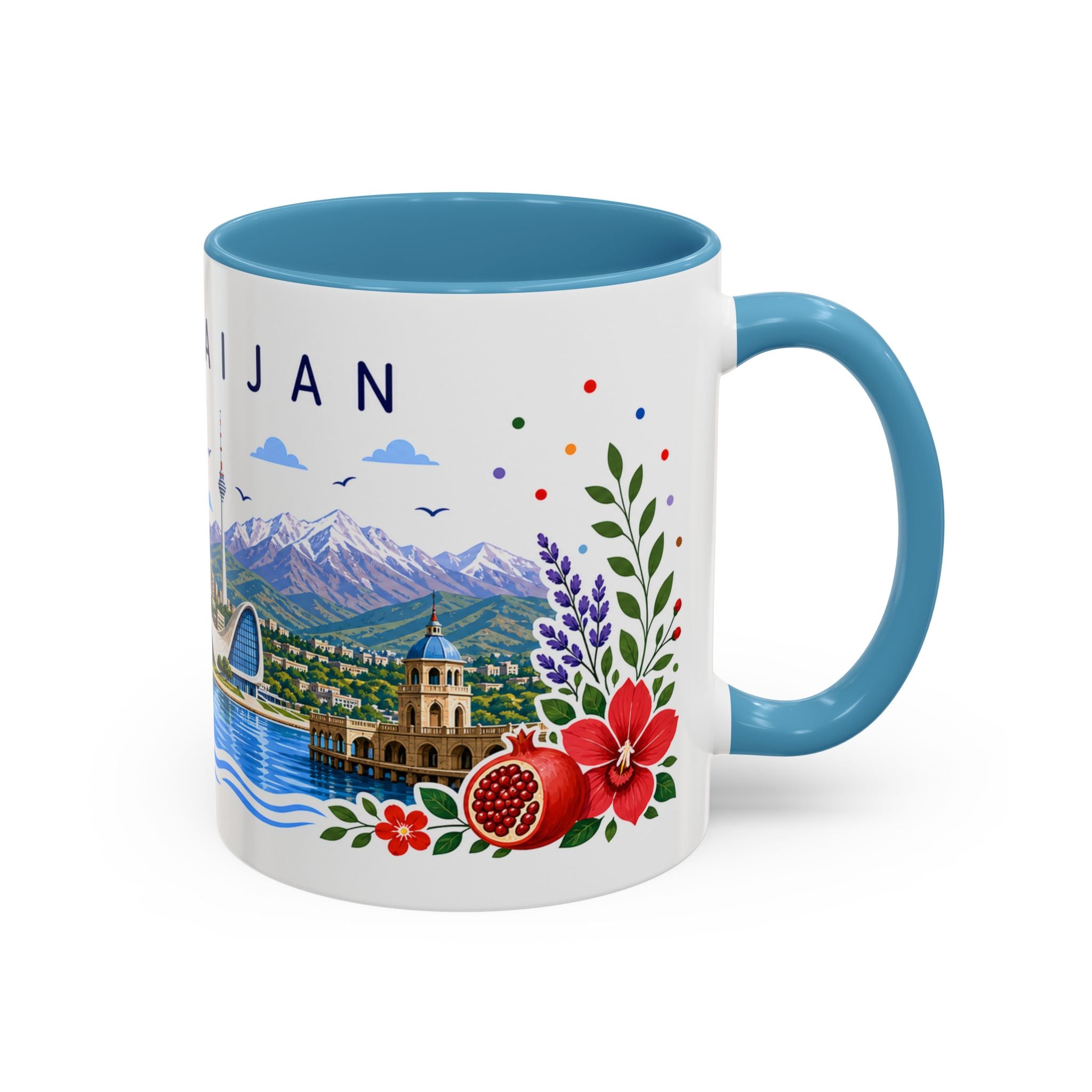 Azerbaijan Coffee Mug | Travel Souvenir Accent Mug | Place Gift Ceramic Cup 11oz 15oz