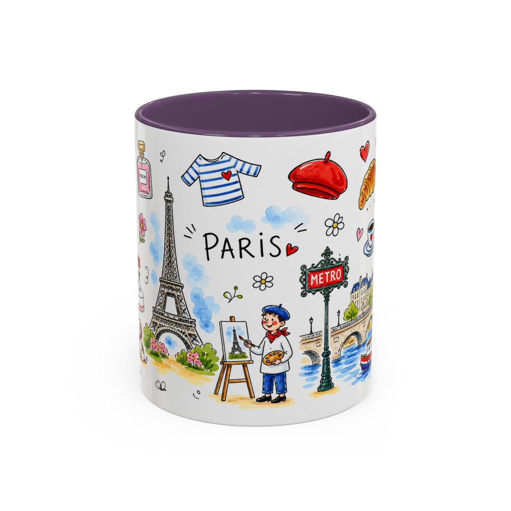 Paris Travel Mug | European City Souvenir Accent Coffee Mug | 11oz 15oz Ceramic Cup