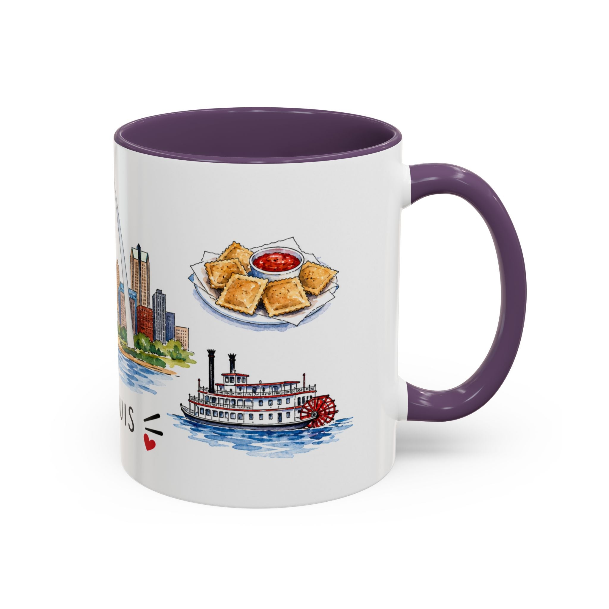 St. Louis Illustrated Travel Mug | City Souvenir Accent Coffee Mug | 11oz 15oz Ceramic Cup