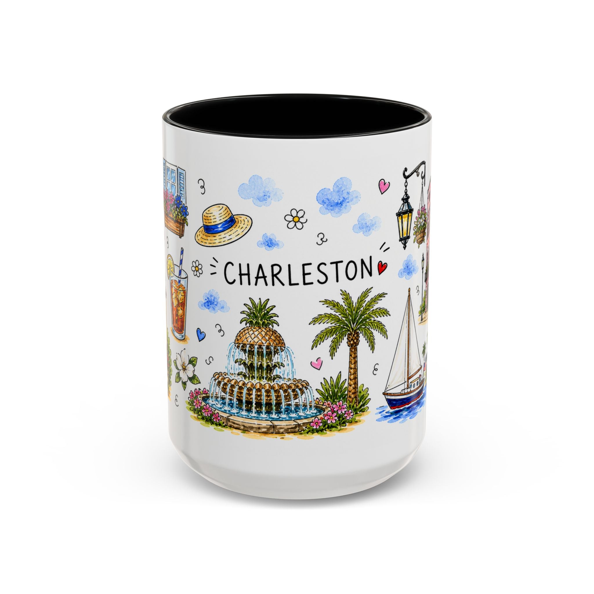 Charleston Illustrated Travel Mug | City Souvenir Accent Coffee Mug | 11oz 15oz Ceramic Cup