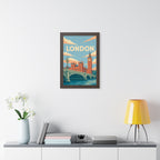 London Westminster United Kingdom Framed Poster | Vintage Travel Wall Art | Black Walnut White Frame | 16x24 20x30