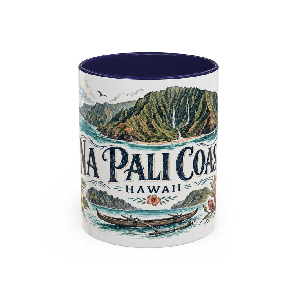 Na Pali Coast Mug, Hawaii Travel Souvenir, Bucket List Gift, Accent Ceramic Coffee Mug 11oz 15oz