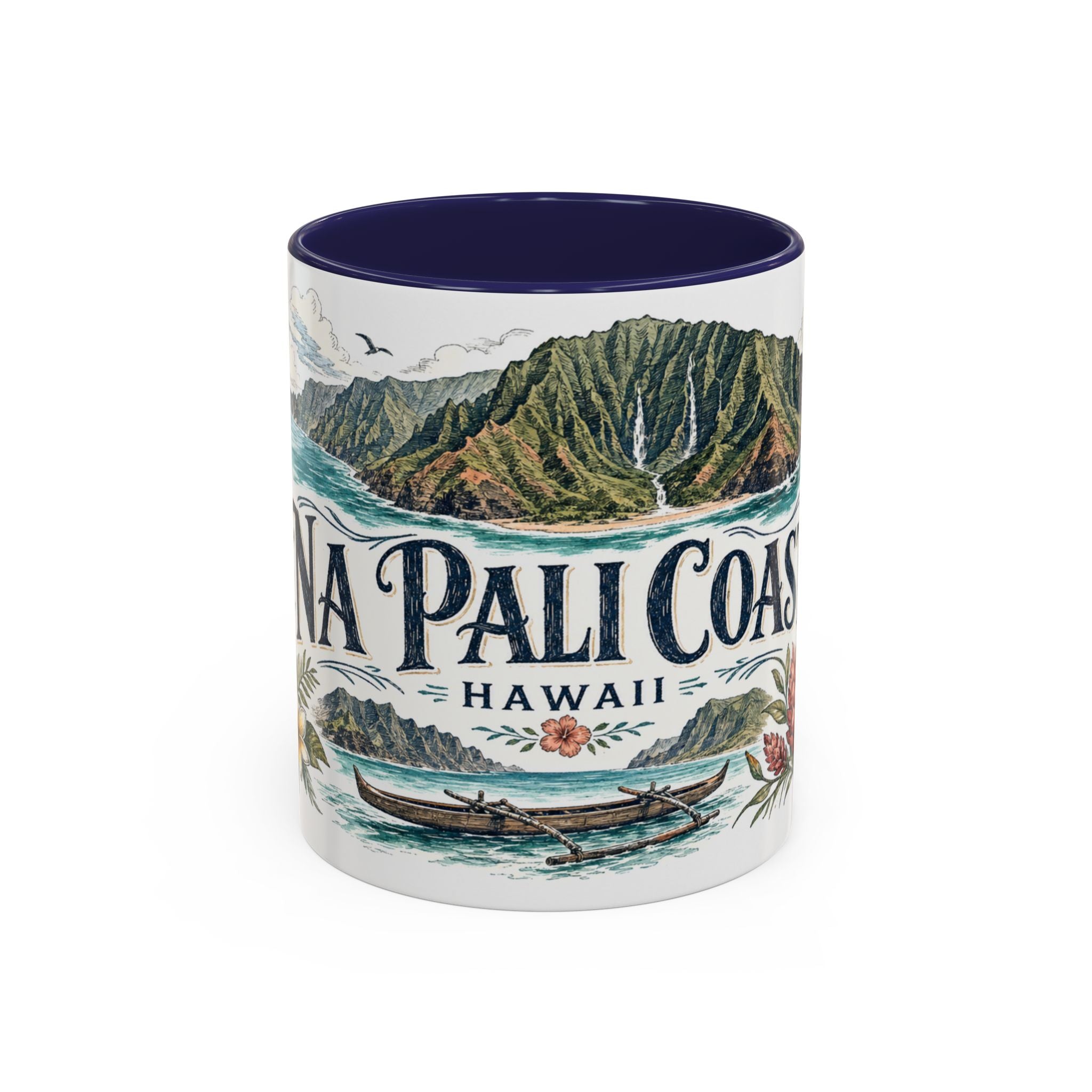 Na Pali Coast Mug, Hawaii Travel Souvenir, Bucket List Gift, Accent Ceramic Coffee Mug 11oz 15oz