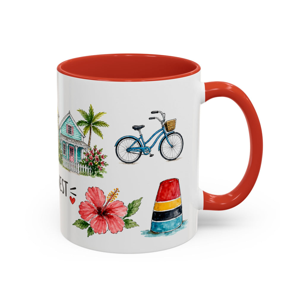 Key West Illustrated Travel Mug | City Souvenir Accent Coffee Mug | 11oz 15oz Ceramic Cup