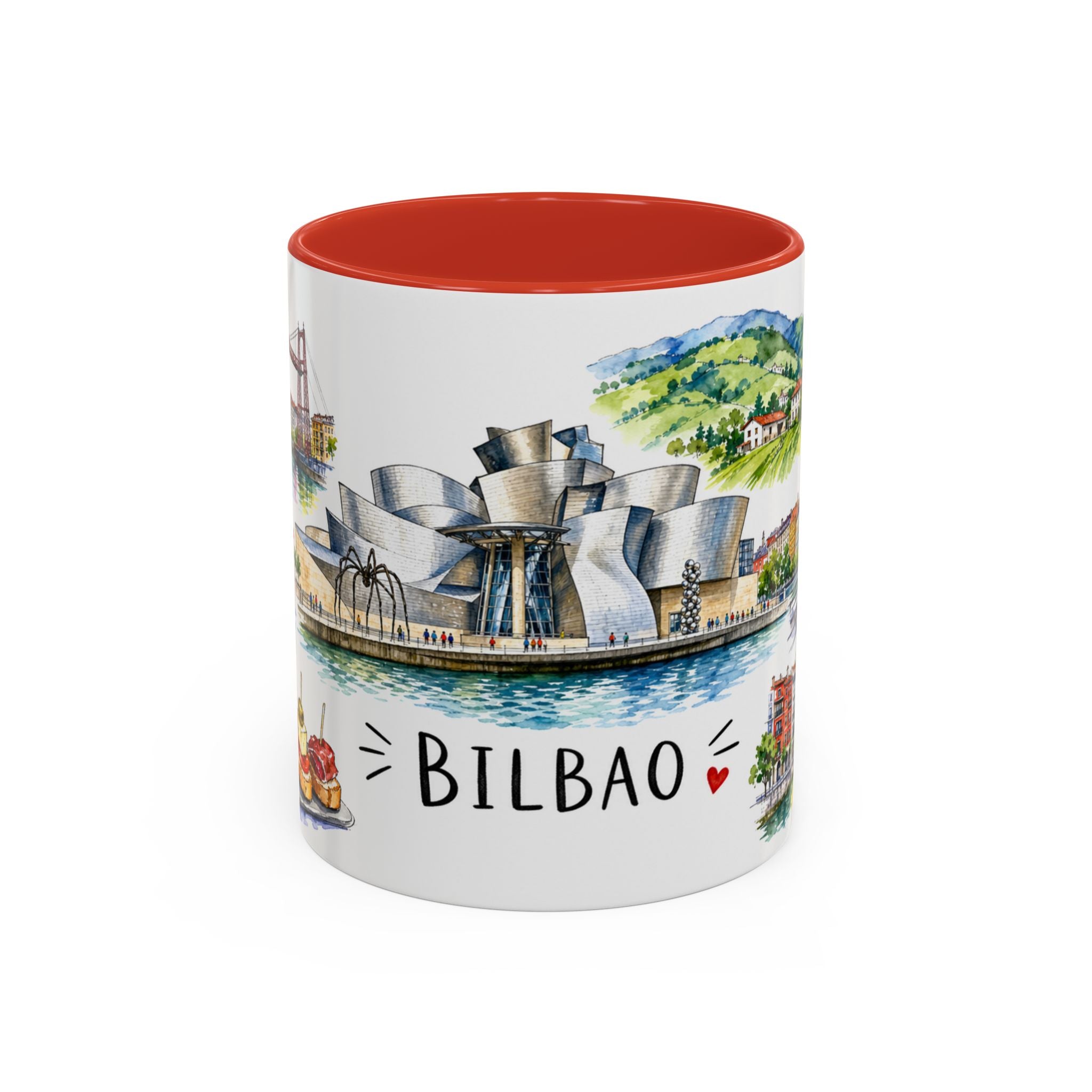 Bilbao Illustrated Travel Mug | City Souvenir Accent Coffee Mug | 11oz 15oz Ceramic Cup