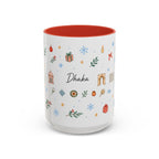Dhaka Christmas Mug | Watercolor Travel Souvenir | Holiday Gift | Accent Ceramic Coffee Cup 11oz 15oz
