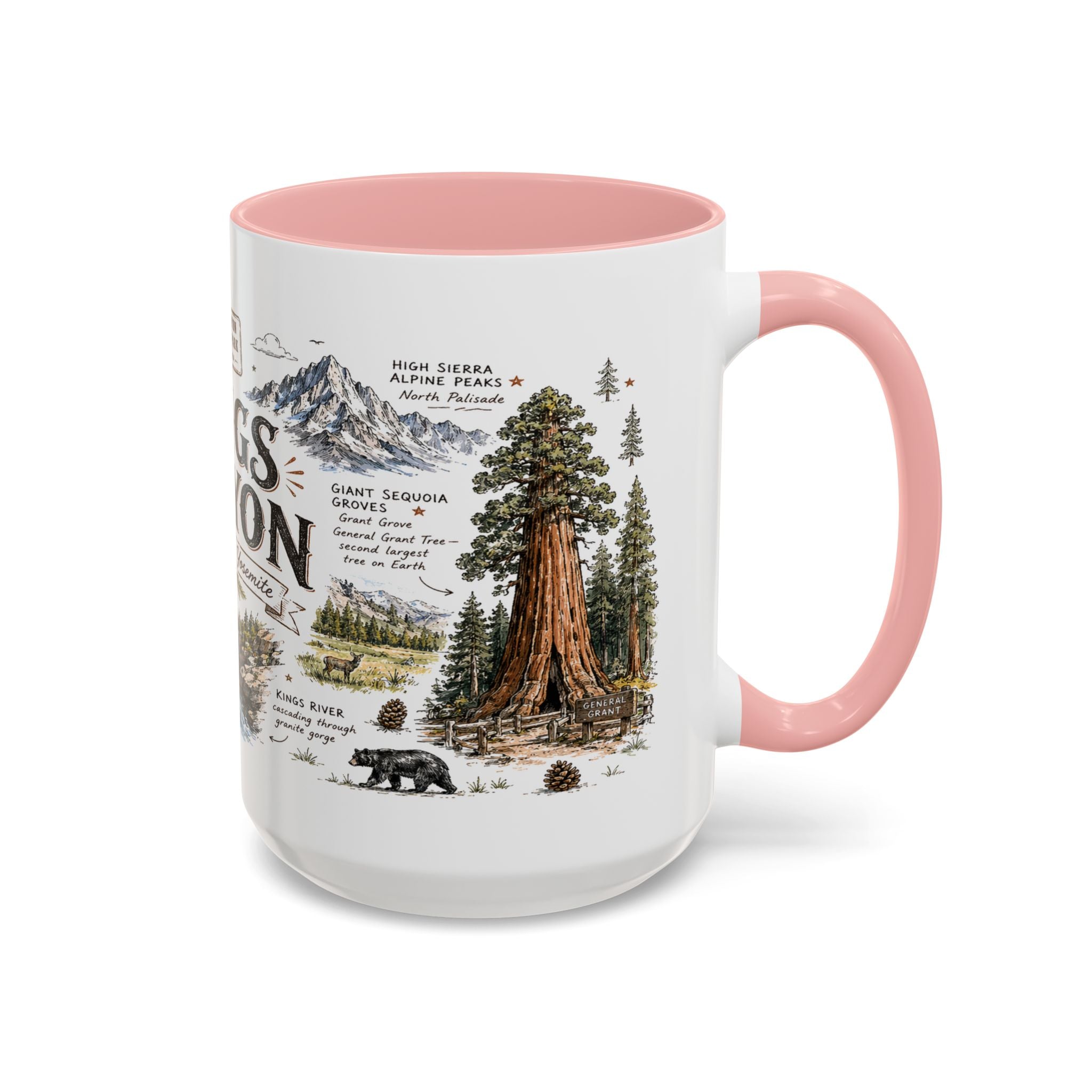 Kings Canyon National Park Coffee Mug | California Sierra Nevada Sequoia Gift | Accent Color Ceramic 11oz 15oz