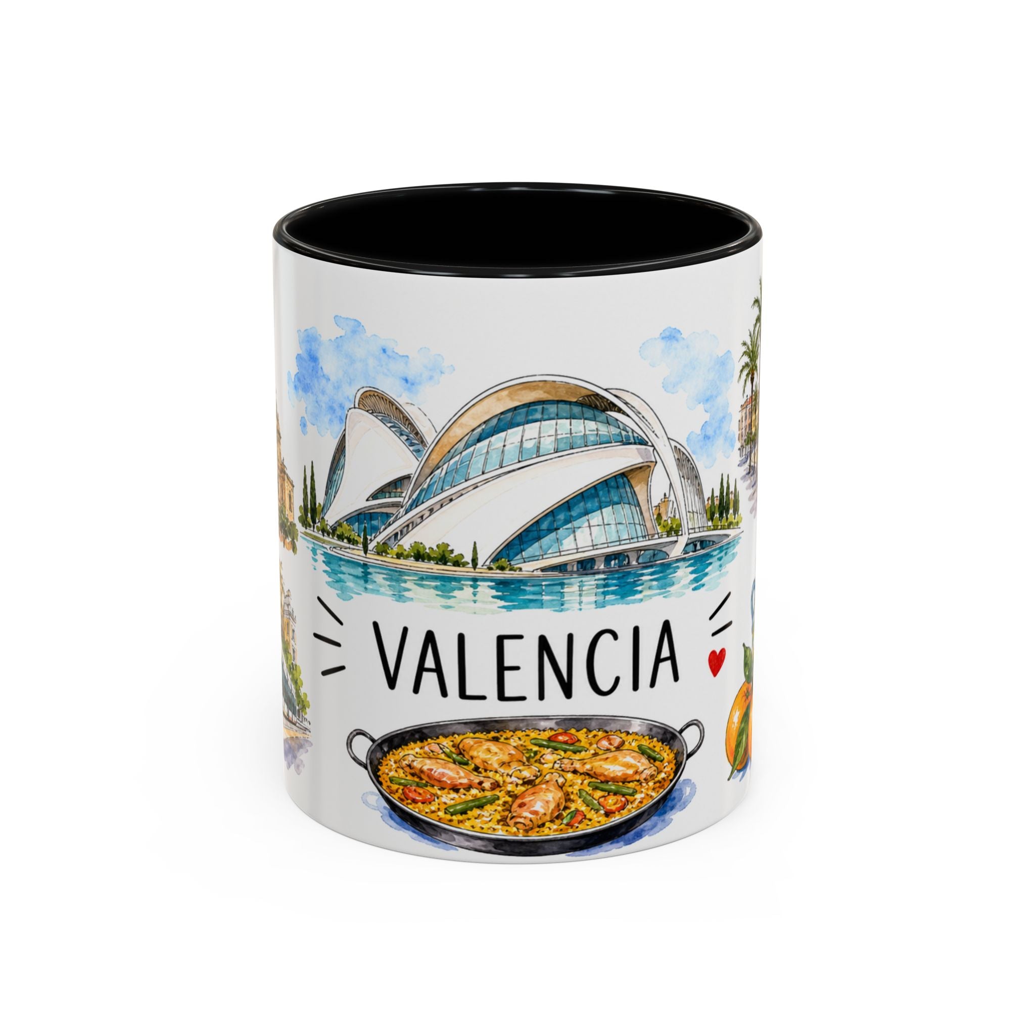 Valencia Illustrated Travel Mug | City Souvenir Accent Coffee Mug | 11oz 15oz Ceramic Cup