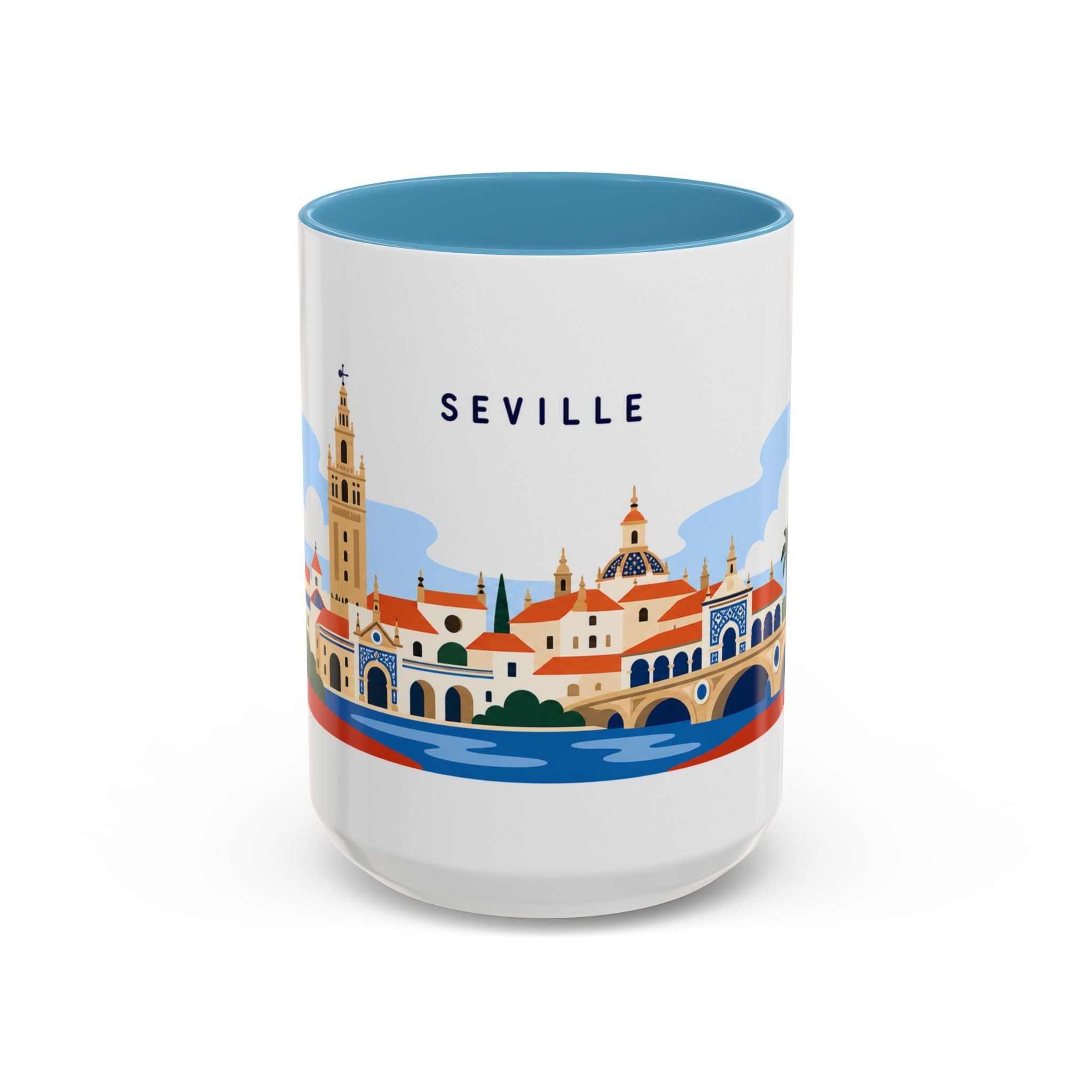 Seville Coffee Mug | Travel Destination Souvenir Gift | Accent Color Ceramic 11oz 15oz