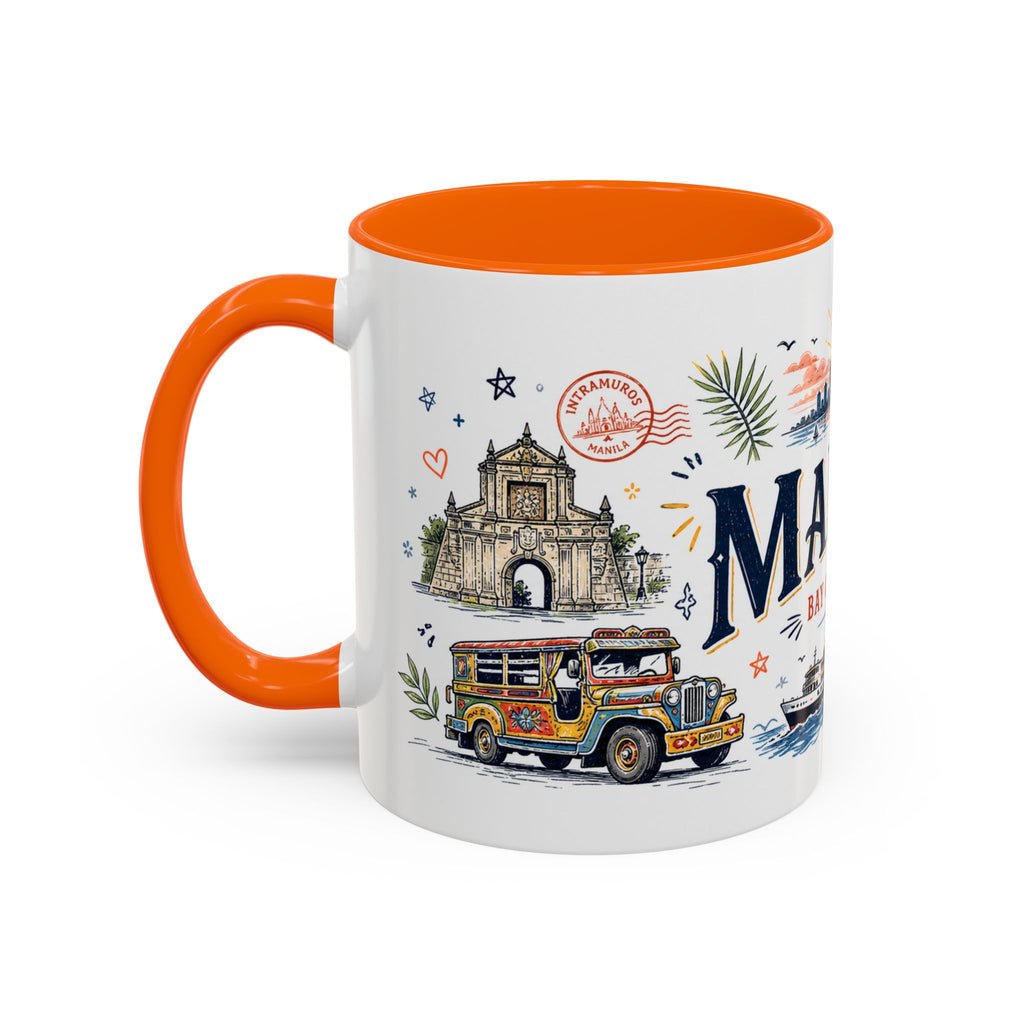 Manila Coffee Mug | Philippines Souvenir Travel Gift | Accent Color Ceramic 11oz 15oz