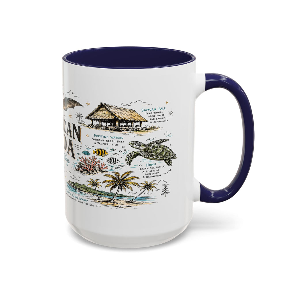 American Samoa National Park Coffee Mug | Pacific Island Rainforest Reef Gift | Accent Color Ceramic 11oz 15oz