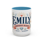 Personalized Name Birth Month Mug | Birth Flower Stone Birthday Gift | 11oz 15oz