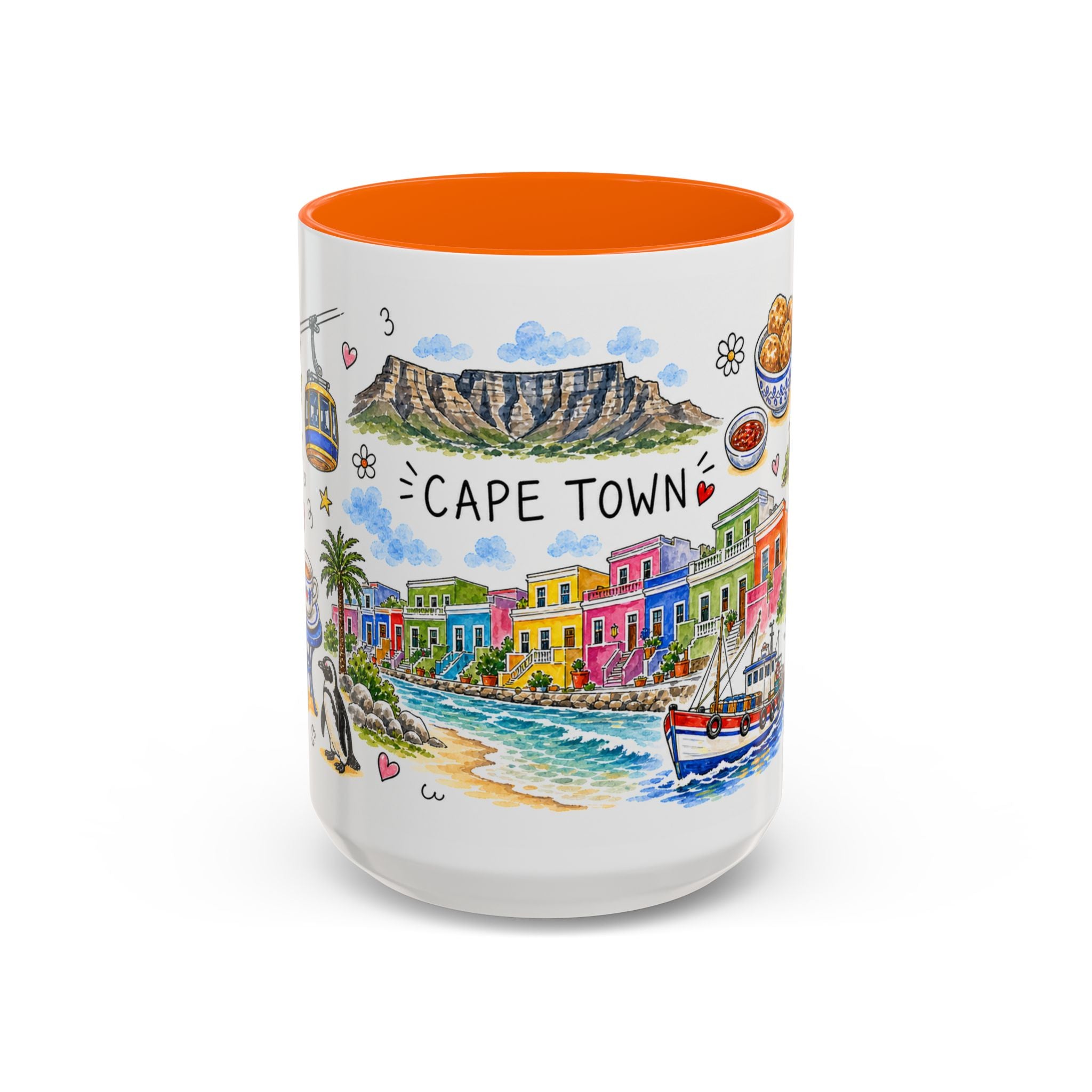 Cape Town Illustrated Travel Mug | City Souvenir Accent Coffee Mug | 11oz 15oz Ceramic Cup