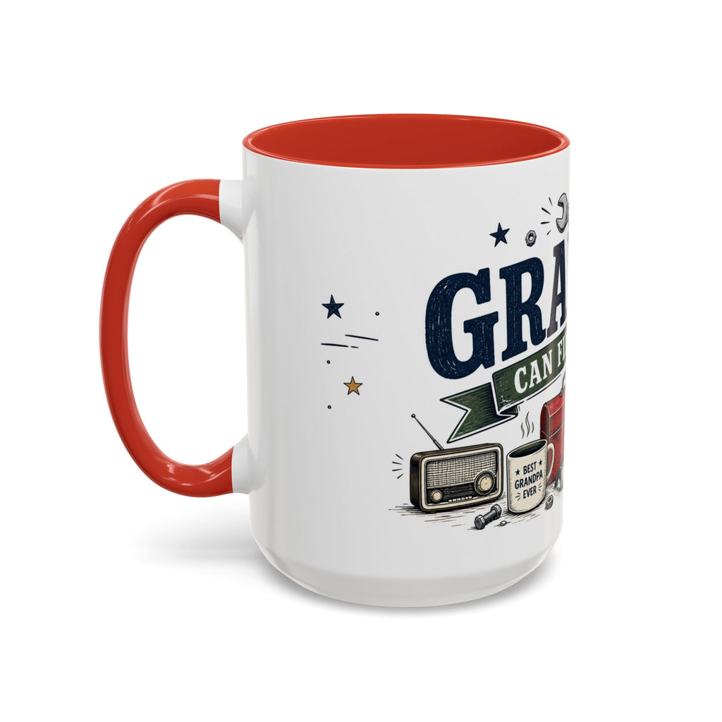 Grandpa Can Fix Anything Coffee Mug | Funny Gift From Grandkids | Accent Ceramic 11oz 15oz