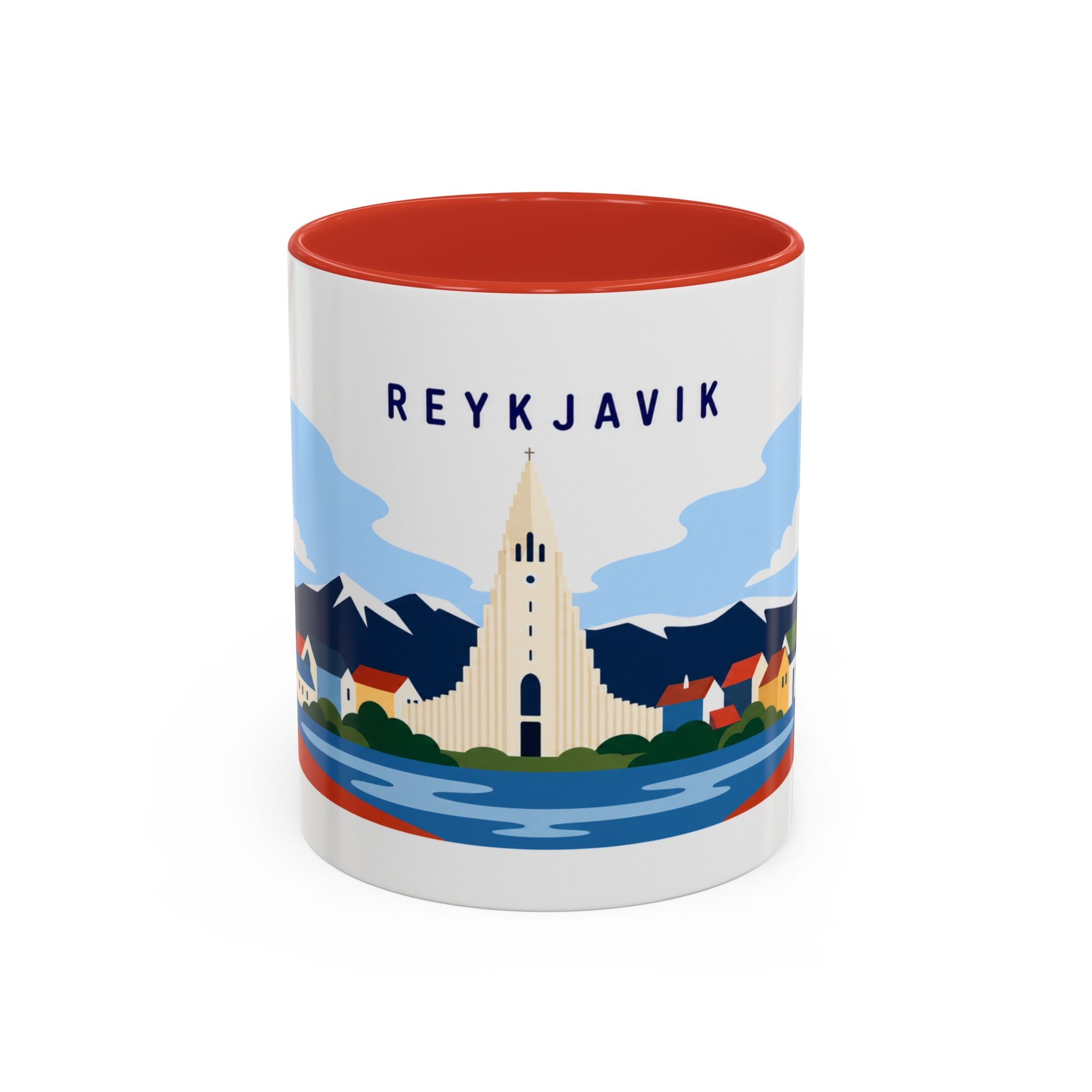 Reykjavik Coffee Mug | Travel Destination Souvenir Gift | Accent Color Ceramic 11oz 15oz