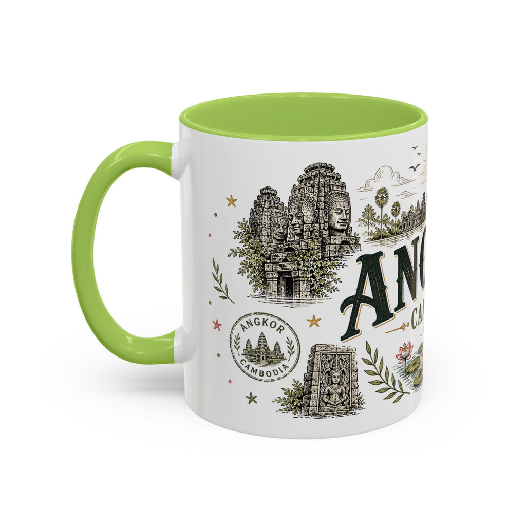 Angkor Coffee Mug | Travel Destination Souvenir Gift | Accent Color Ceramic 11oz 15oz