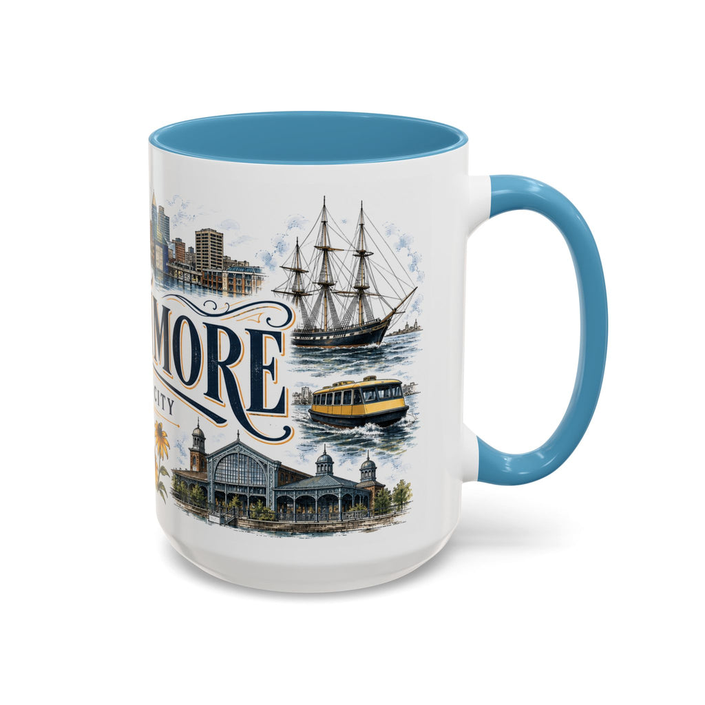 Baltimore Coffee Mug | United States Travel Souvenir | Vintage Illustrated City Gift | 11 oz 15 oz Accent Mug