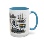 Baltimore Coffee Mug | United States Travel Souvenir | Vintage Illustrated City Gift | 11 oz 15 oz Accent Mug