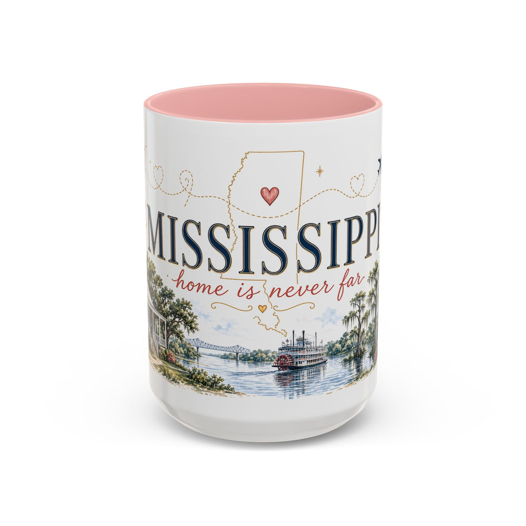 Mississippi State Map Mug | Moving Away, Homesick Gift | Botanical Accent Coffee Cup