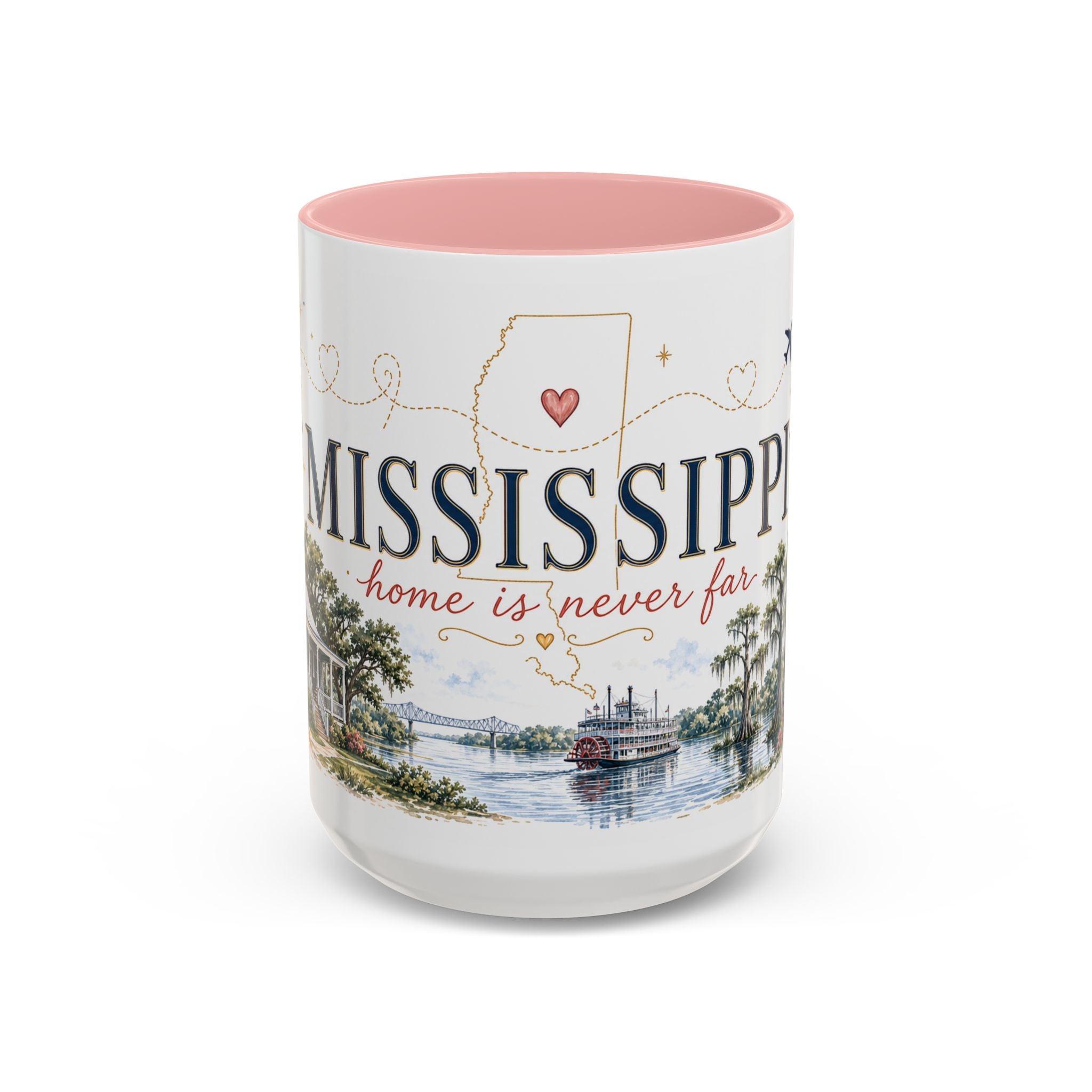 Mississippi State Map Mug | Moving Away, Homesick Gift | Botanical Accent Coffee Cup